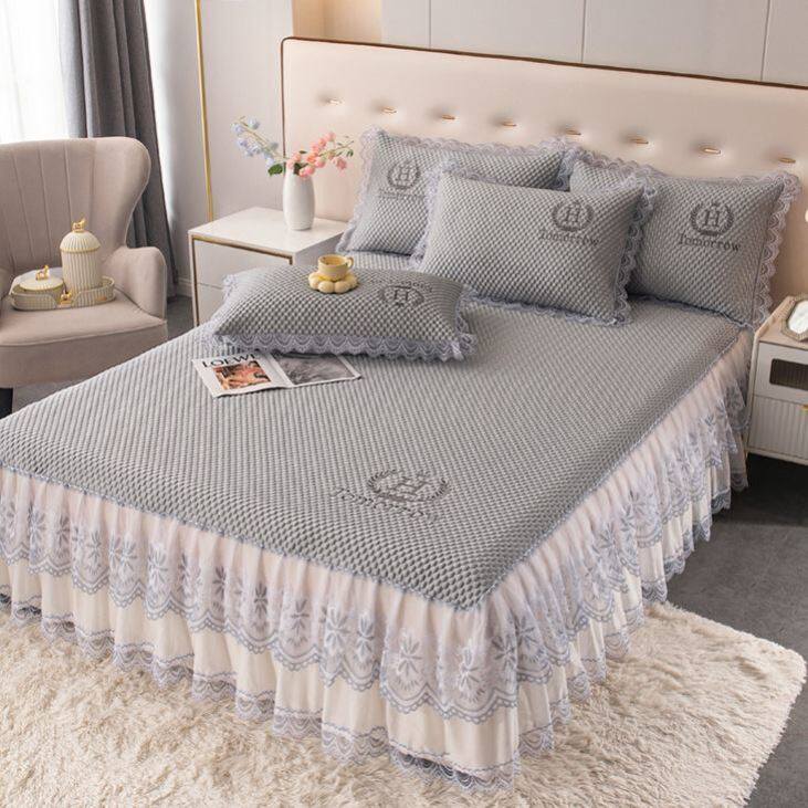 夏季冰豆豆凉席三件套牀裙款高档可机洗家用空调软蓆可摺叠冰丝席,床上用品,冰丝席,淘宝优惠券,粉丝福利购,淘宝优惠卷