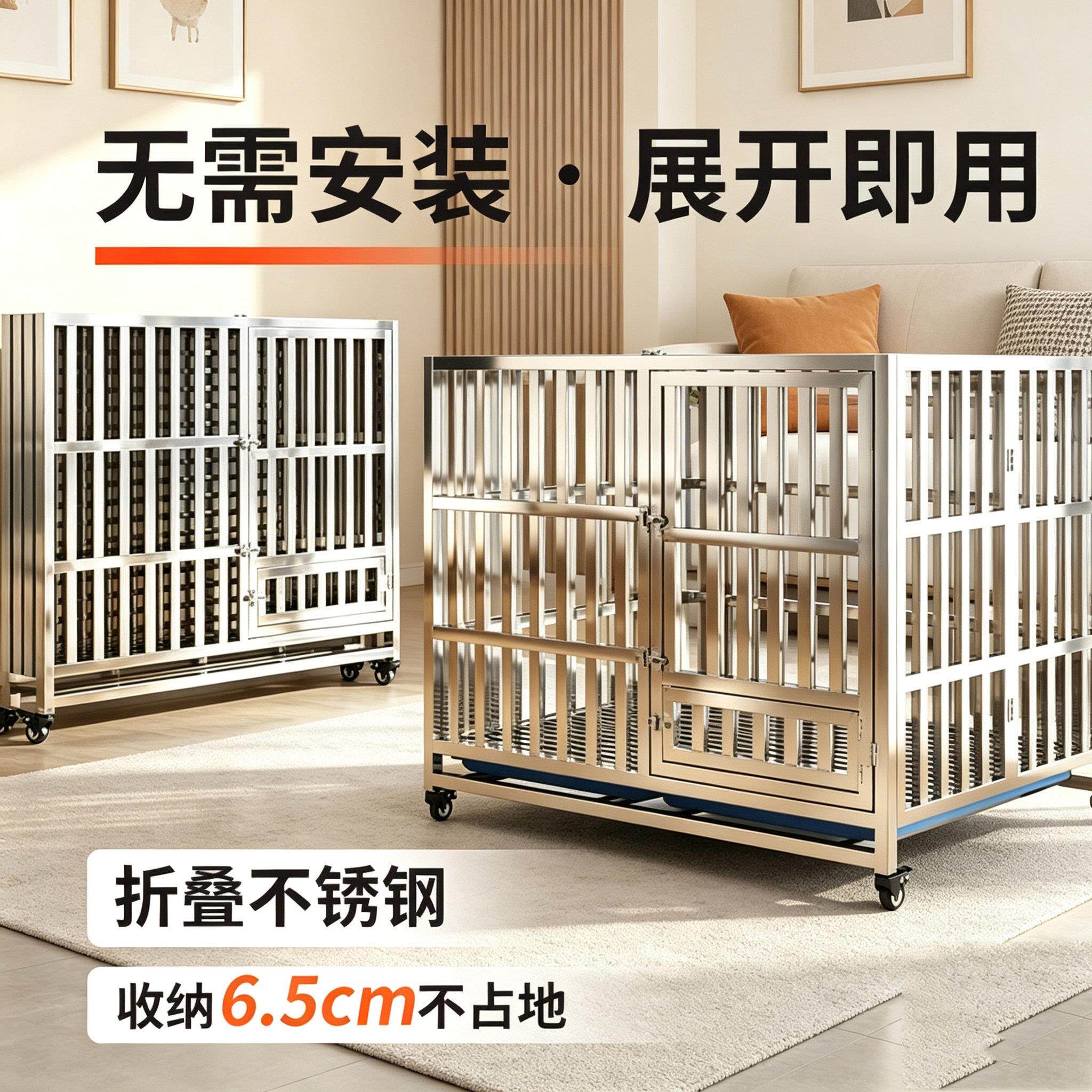 新型不锈钢狗笼子中型犬大型犬折叠室外宠物专用狗窝加粗加厚狗屋