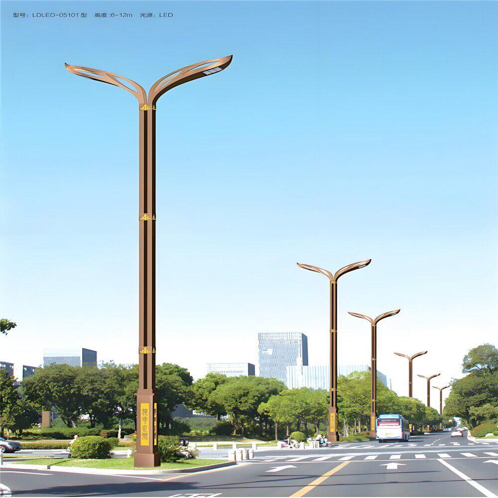 LED双头路灯市政工程道路照明灯10米11米12m单双臂市电双头路灯