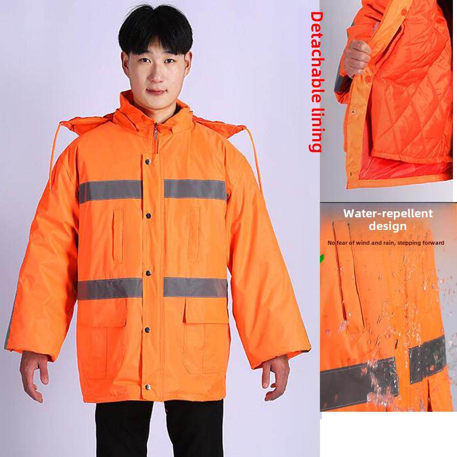 冬季环卫清洁工加厚棉衣保洁环卫棉大衣防水棉袄工作服反光劳保服