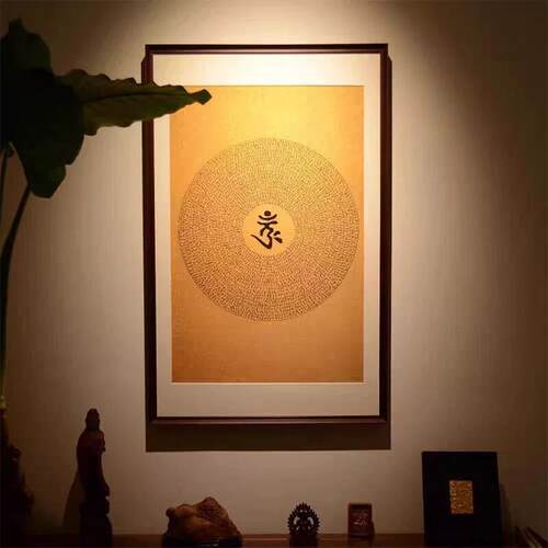 楞严咒西藏唐卡中古挂画中式风民族风人物沙发背景墙壁画装饰画