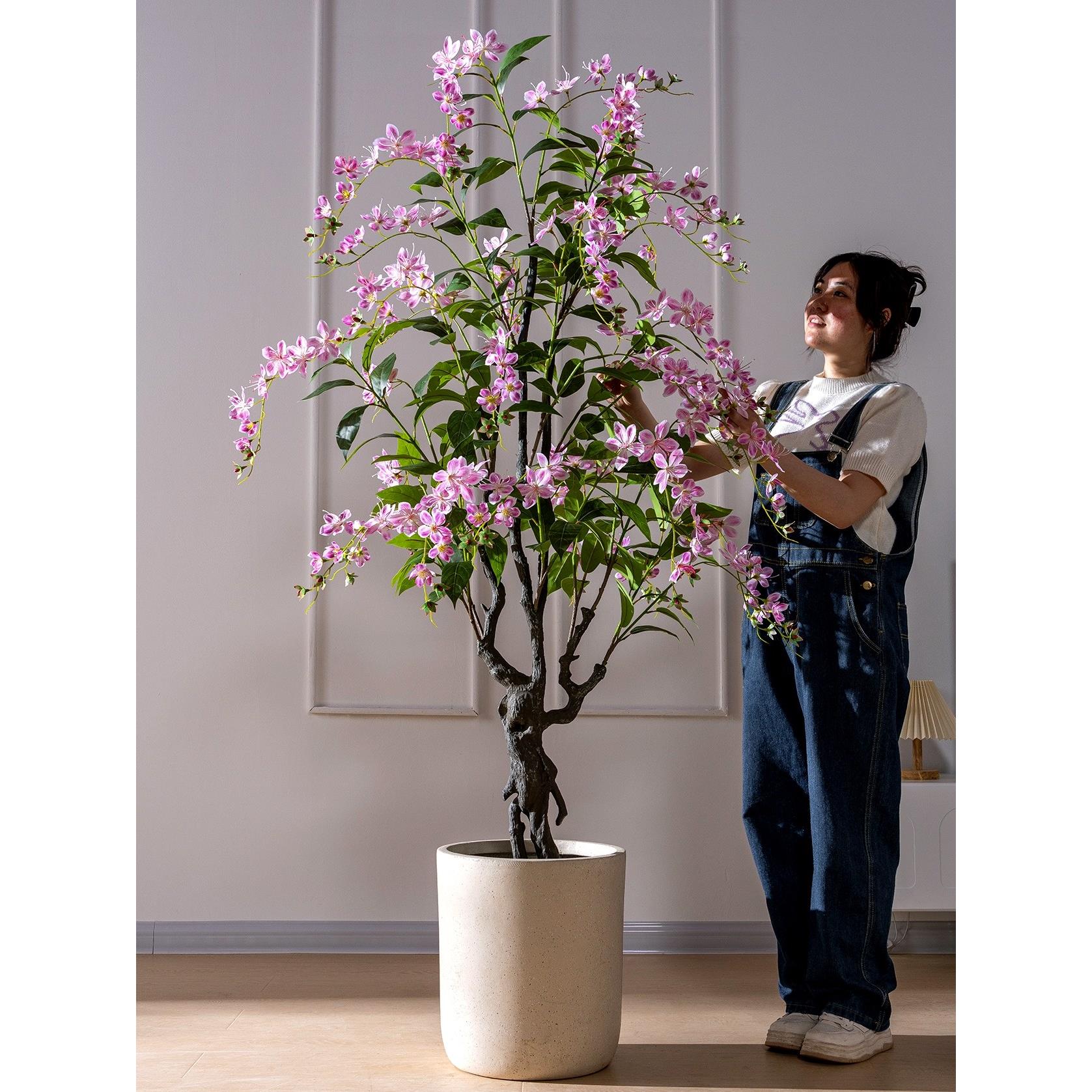 模拟植物悬挂丝绸茉莉花假绿色植物室内客厅经典落地式盆栽植物饰