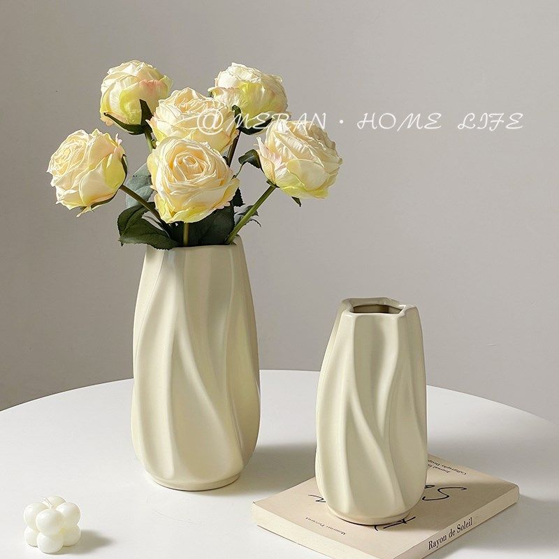 法式奶油风陶瓷花瓶复古高级感水养鲜花玫瑰客厅餐桌插花装饰摆件,家居饰品,花瓶,淘宝优惠券,粉丝福利购,淘宝优惠卷