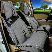 四季 花边车座套坐椅套全包围 通用可爱蕾丝布艺汽车坐垫女士时尚