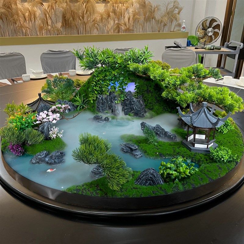 酒店餐桌转盘中间摆花喷雾雾化流水景观饭店大圆桌桌芯摆件盆景,家居饰品,仿真花/假花,淘宝优惠券,粉丝福利购,淘宝优惠卷