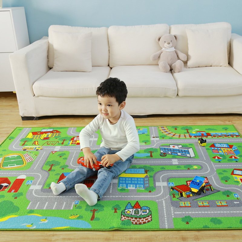 儿童交通游戏地垫地毯捷成城市汽车卡通马路轨道车道儿童房爬行垫,居家布艺,地毯,淘宝优惠券,粉丝福利购,淘宝优惠卷