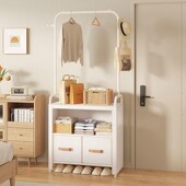 卧室挂衣架小空间落地衣帽架床头柜带抽屉换衣架子帽架间多层挂架