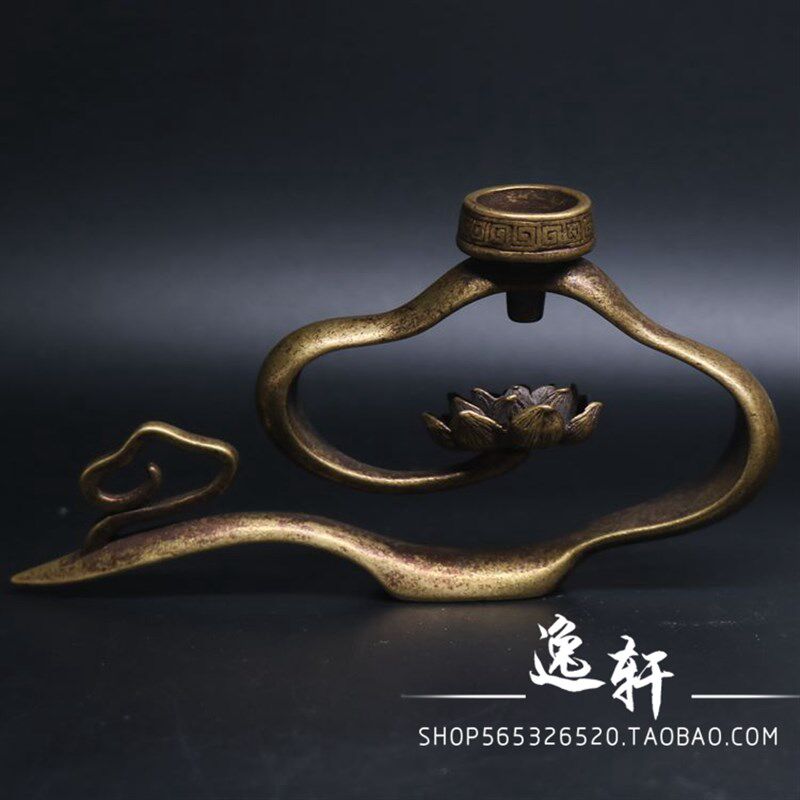 精工铜艺祥云莲花茶道铜宠倒流香具小摆件复古铜雕古玩铜器小铜雕