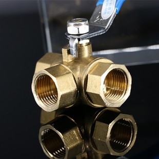 浙江瑞格铜业Q15F-16T黄铜三通T型内丝球阀4分DN15水管分流开关阀