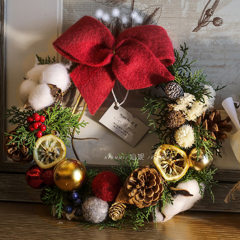 仙妮耶诞节花环diy材料包儿童手工毛毡松果门挂装饰沙龙活动用品,节庆用品/礼品,圣诞装饰品,淘宝优惠券,粉丝福利购,淘宝优惠卷