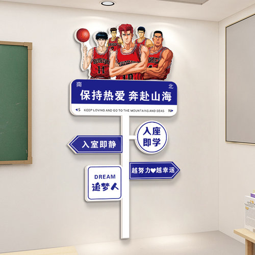 热血篮球灌篮高手路牌教室装饰文化墙贴中考高考班级布置黑板成品