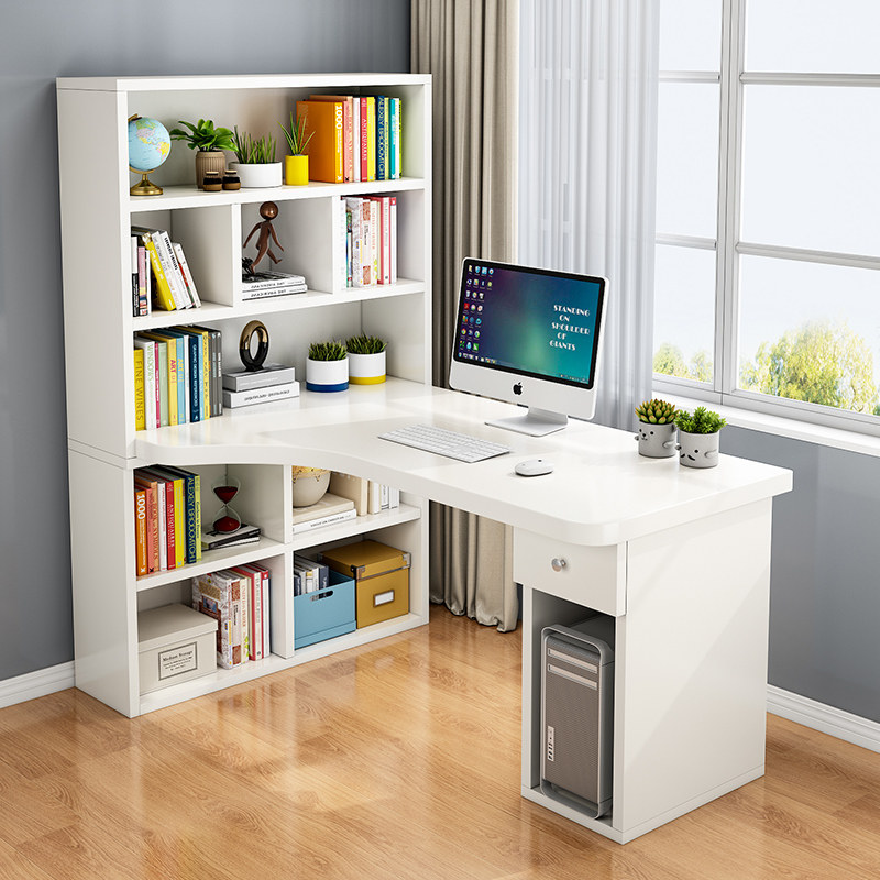 转角电脑台式桌书桌书架一体组合书房家用卧室学生学习桌写字桌子