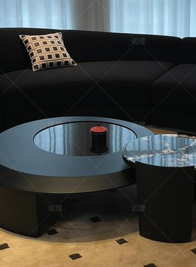 诺理NoL天然大理石实木烟熏色高级感2024新款意式极简设计师茶几