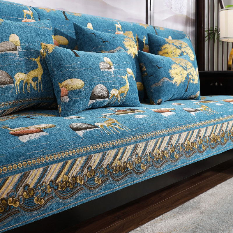 沙发垫子雪尼尔四季通用中式红木坐垫韩系全盖沙发套罩沙发巾盖布