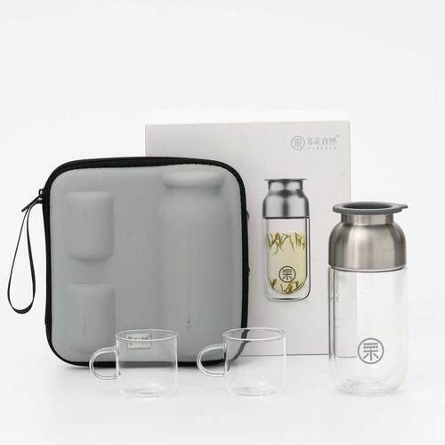 多采自然旅行茶具 小采随手壶430毫升一壶两杯附带便捷旅行茶具包