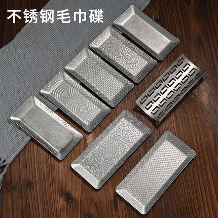 复古不锈钢毛巾盘做旧酒店餐厅毛巾托盘小吃盘烧烤盘甜品盘老式盘