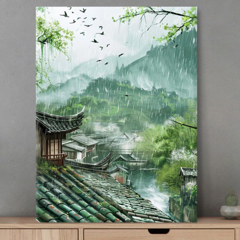 烟雨江南 数字油画diy自然风景高级感治愈手工挂画填色摆件装饰画