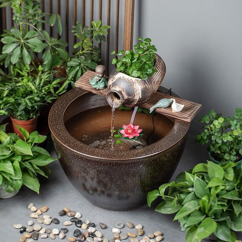 陶瓷大缸古法养鱼缸客厅阳台落地金鱼缸w陶罐循环流水造景老式水,宠物/宠物食品及用品,桌面缸,淘宝优惠券,粉丝福利购,淘宝优惠卷