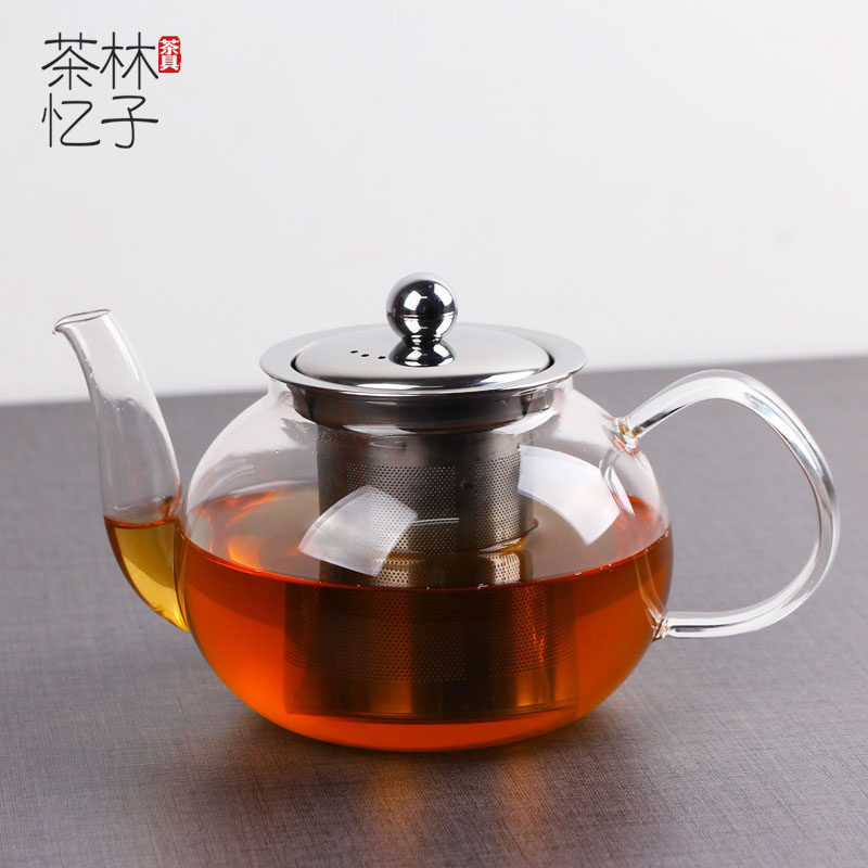 耐热玻璃茶壶带不锈钢过滤内胆红茶壶泡茶器长嘴花茶壶煮茶冲茶器