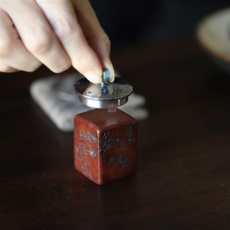 奇竹斋寿山石盖置手工雕刻壶盖托紫砂壶盖置托盖碗杯盖架茶玩配件