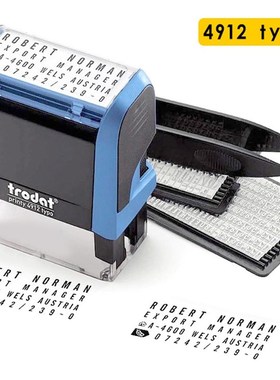 卓达Trodat4912typo字母数字组合印章可调双排日期活字自配回墨印