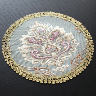 欧式餐垫圆形布艺杯垫隔热垫防烫餐具垫茶具垫子西餐桌小垫布大号