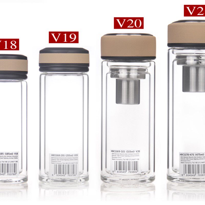 万象双层玻璃杯隔热水杯男女士便携车载杯滤网茶漏泡茶杯V20/V21