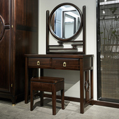 新中式 梳妆台乌金木卧室化妆台黑檀实木储物小户型实木带镜化妆桌