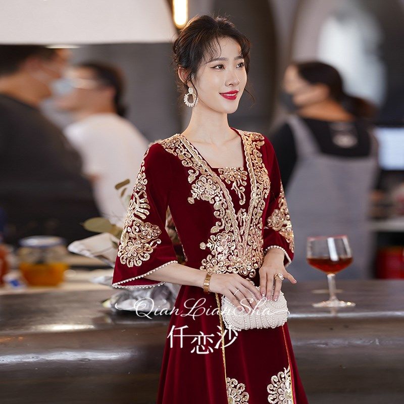 敬酒服新娘结婚订婚回门红色连衣裙中式秀禾礼服女简单大气高级感