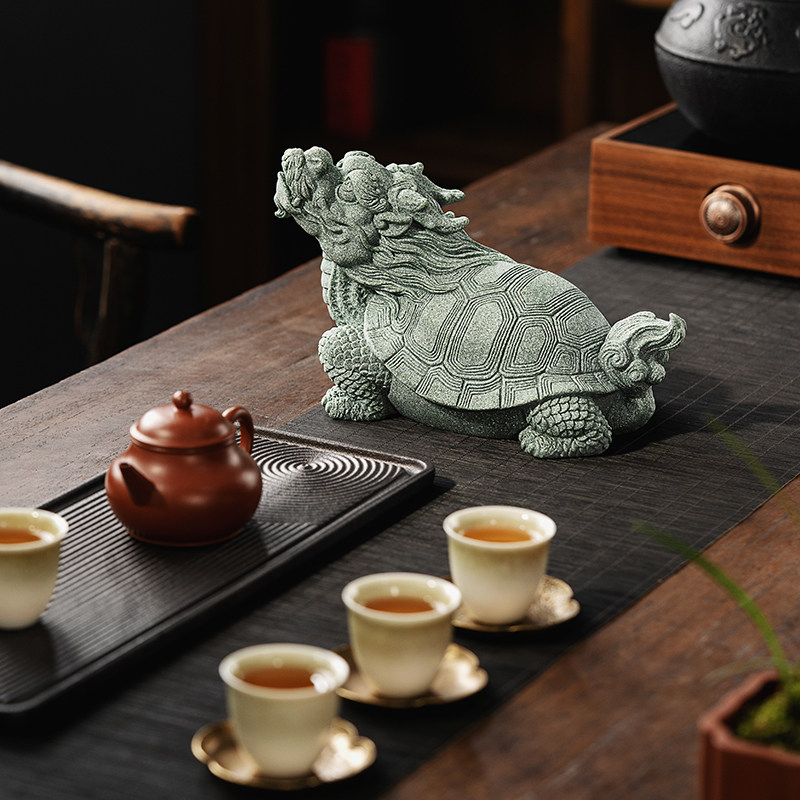 青砂石招财瑞兽神兽玄武家居客厅摆件创意鱼缸造景沉水造景摆设,家居饰品,装饰摆件,淘宝优惠券,粉丝福利购,淘宝优惠卷