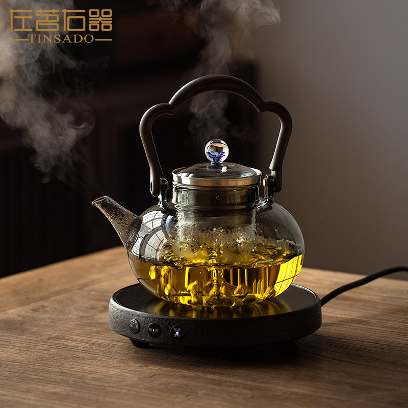 左茗右器提梁煮茶壶玻璃烧水泡茶专用电陶炉耐高温家用花茶养生壶