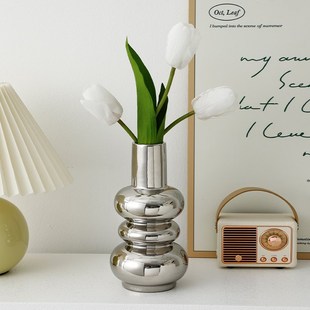 奶油风陶瓷花瓶摆件客厅插花家居装饰品郁金香芍药水培花屏设计感