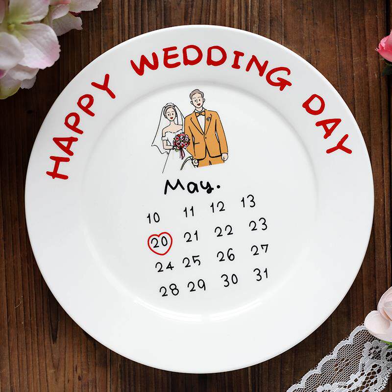 专属订制结婚礼物婚礼伴手礼周年纪念日碟子生日定制日期盘子餐具