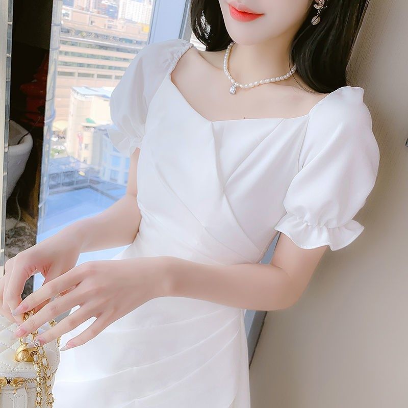 白色晚礼服平时可穿轻奢高贵小众简约连衣裙短款领证登记小个子