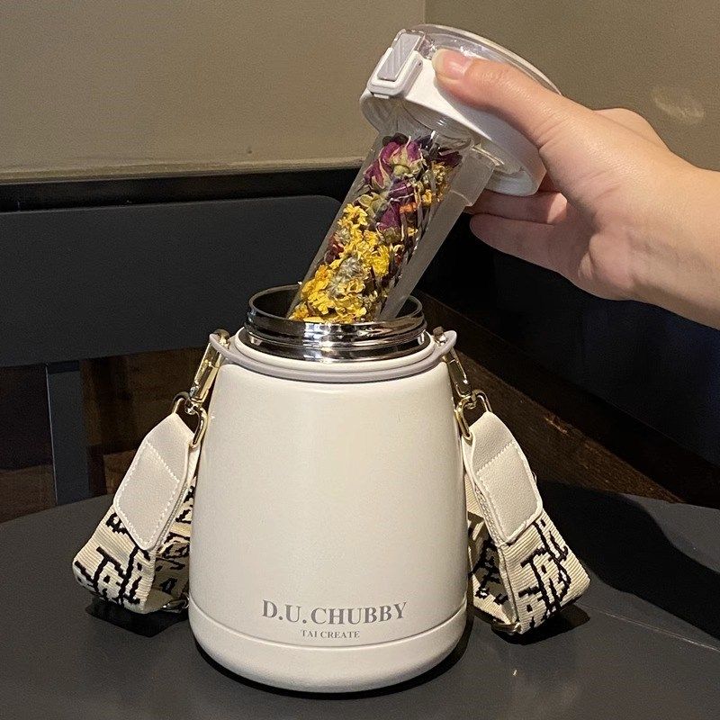 大肚保温杯女生2024新款大容量学生高颜值水壶不锈钢带吸管水杯子