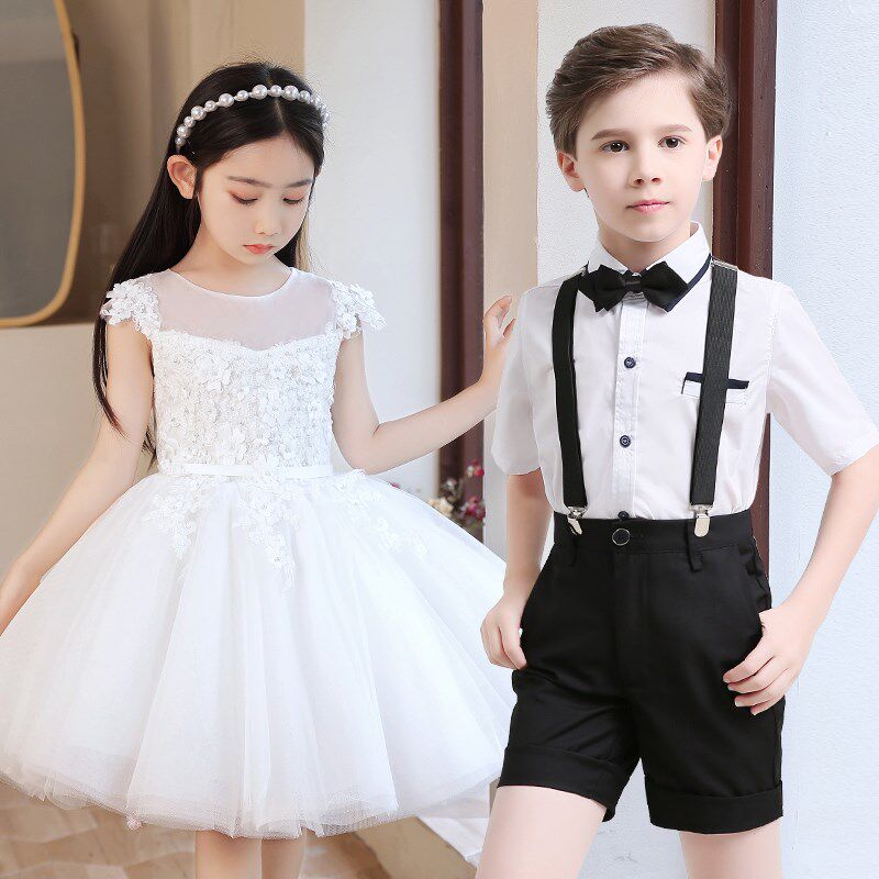 幼儿园毕业服装儿童演出服小学生表演服装女童礼服男童背带裤套装