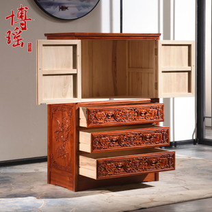 香樟木箱柜实木五斗柜复古储物柜中式两门橱结婚玄关抽屉斗柜子