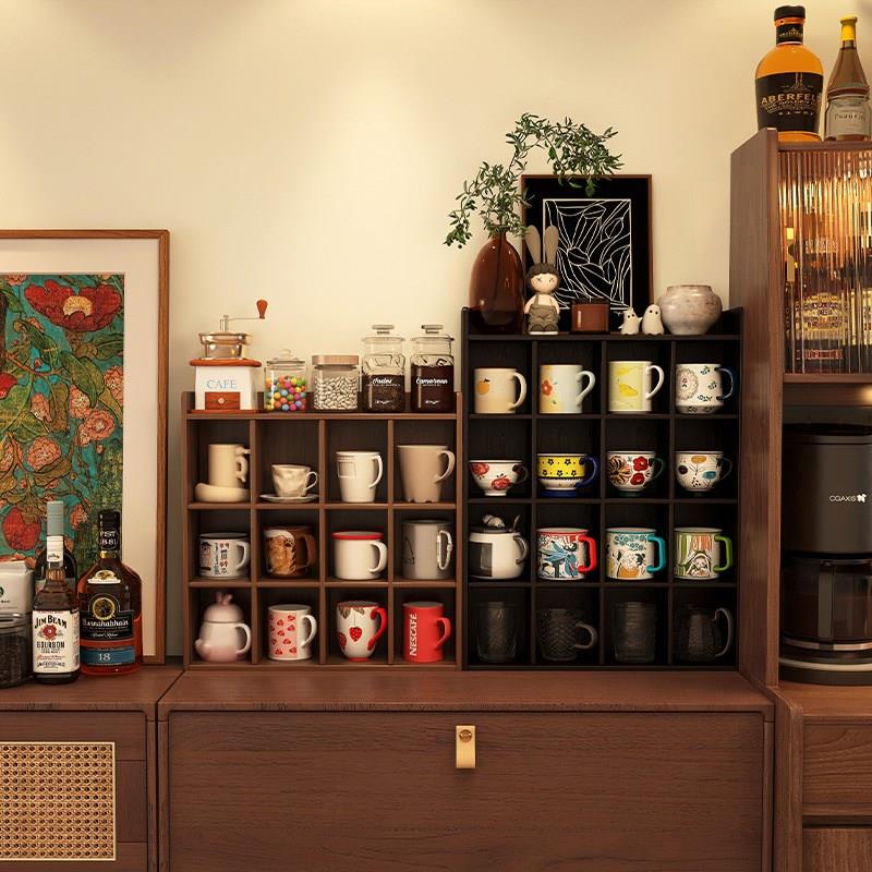 形影家具实木杯架置物架咖啡角收纳柜多宝格马克杯茶杯架子展示架