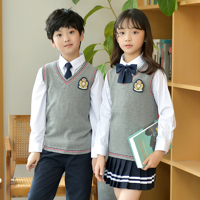 幼儿园园服春秋冬季男女童装学院风校服毛衣背心套装中小学生班服