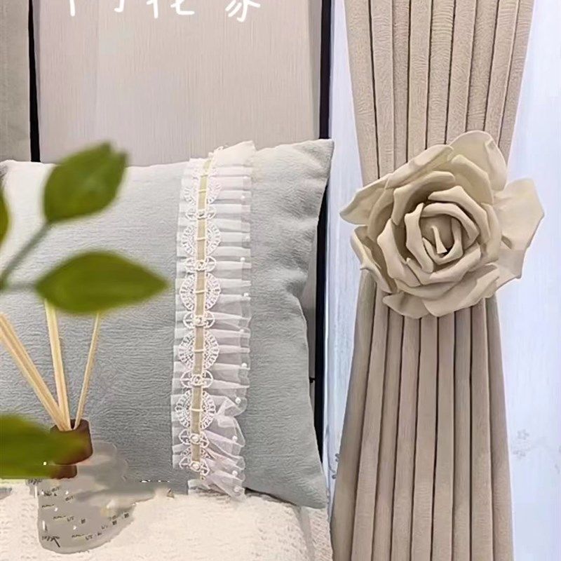 2024年热款唯美轻法式手工绑带卧室窗帘窗纱绑带挂钩挂绳丝带花朵,居家布艺,窗帘绑带,淘宝优惠券,粉丝福利购,淘宝优惠卷