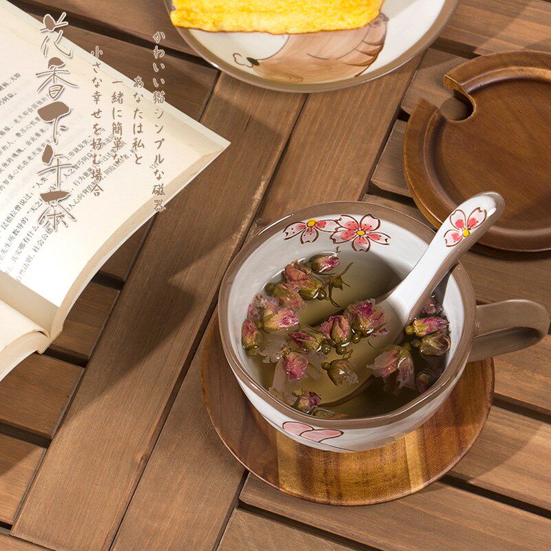 日式马克杯带盖勺情侣水杯咖啡杯办公室早餐大容量创意陶瓷杯子