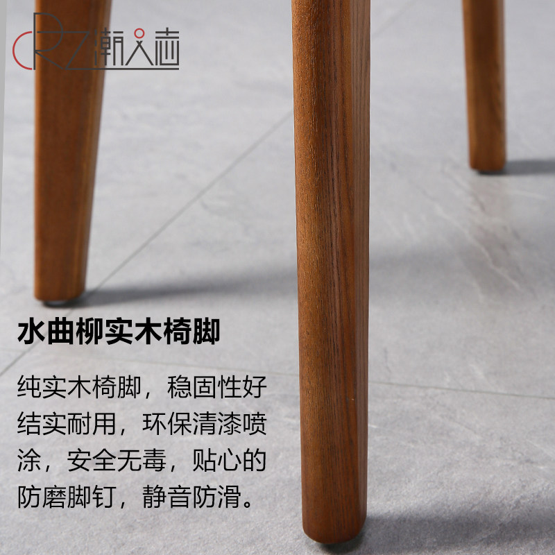 北欧实木腿软包餐椅家用皮质餐桌椅子美式乡村铁艺圈椅休闲咖啡椅