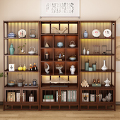 博古架实木新中式 多宝阁茶叶架展示柜摆件柜茶室茶具茶柜置物架子