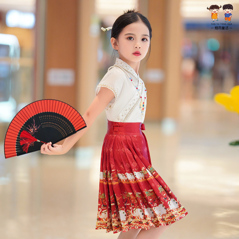 马面裙儿童套装短款夏天汉服古装中国风唐装小女孩古风唐装拍照,童装/婴儿装/亲子装,汉服,淘宝优惠券,粉丝福利购,淘宝优惠卷