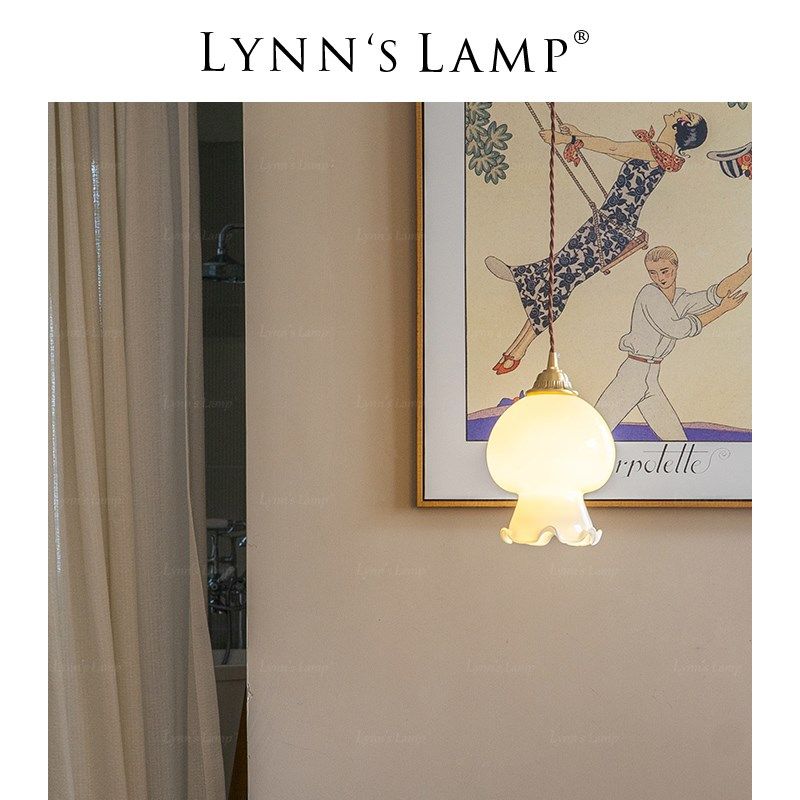 Lynns立意 小清新水母吊灯 餐厅床头日式飘窗玄关可爱复古玻璃灯,家装灯饰光源,床头/玄关/吧台/过道吊灯,淘宝优惠券,粉丝福利购,淘宝优惠卷