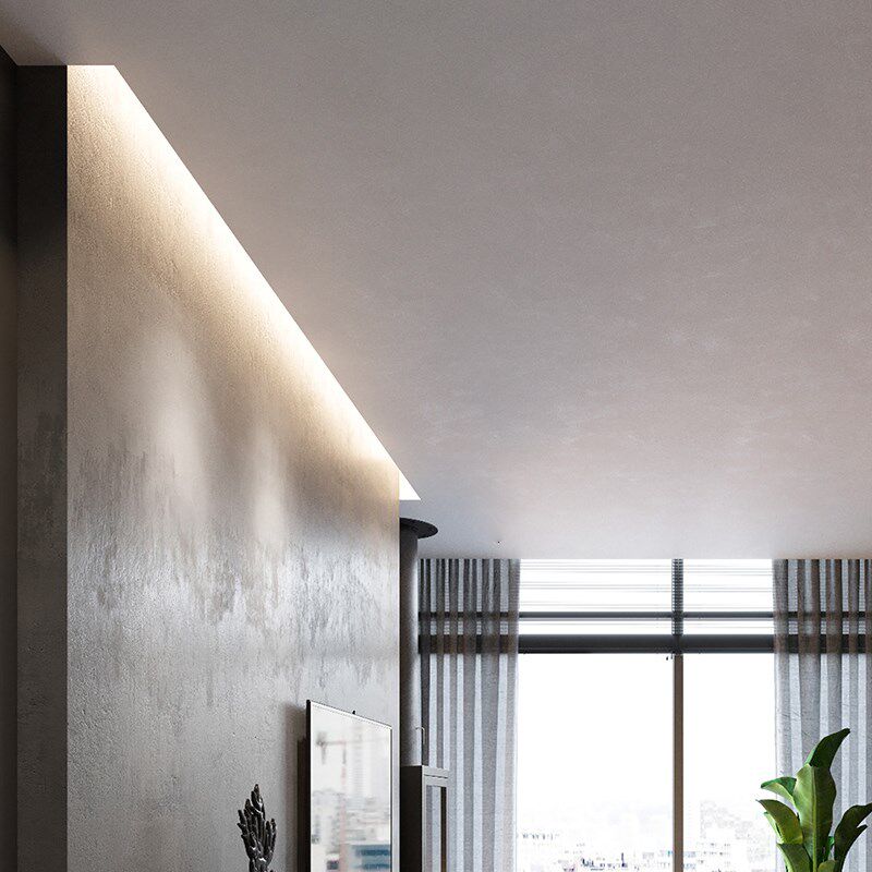 天花吊顶嵌入式暗装铝合金反回光卡槽LED灯带条线形过道客厅卧室