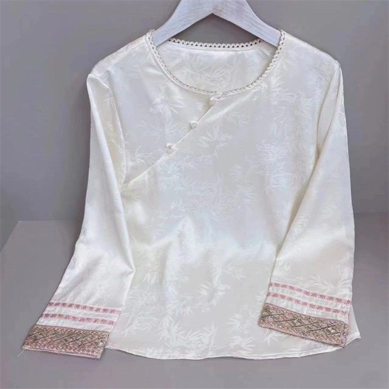 薄软垂坠禅意高级感百搭女新中式国风改良唐装袖口设计感圆领上衣,女装/女士精品,上衣,淘宝优惠券,粉丝福利购,淘宝优惠卷