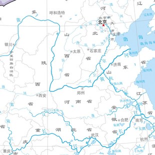 中国河流湖泊分布图全国主要江河流域港口地图地理知识办公室墙贴