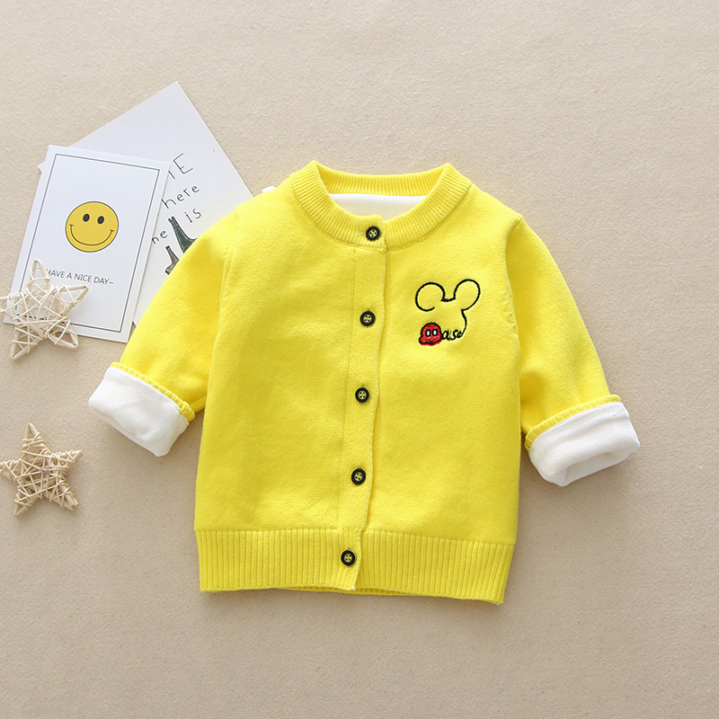 纯棉婴儿毛衣开衫加绒加厚男女童针织衫新生儿宝宝毛线衣外套洋气