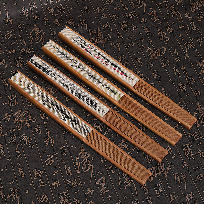 10寸男士手绘折扇中国风宣纸绘画书法礼品扇古风日用大号棕竹扇子,居家日用,扇子,淘宝优惠券,粉丝福利购,淘宝优惠卷